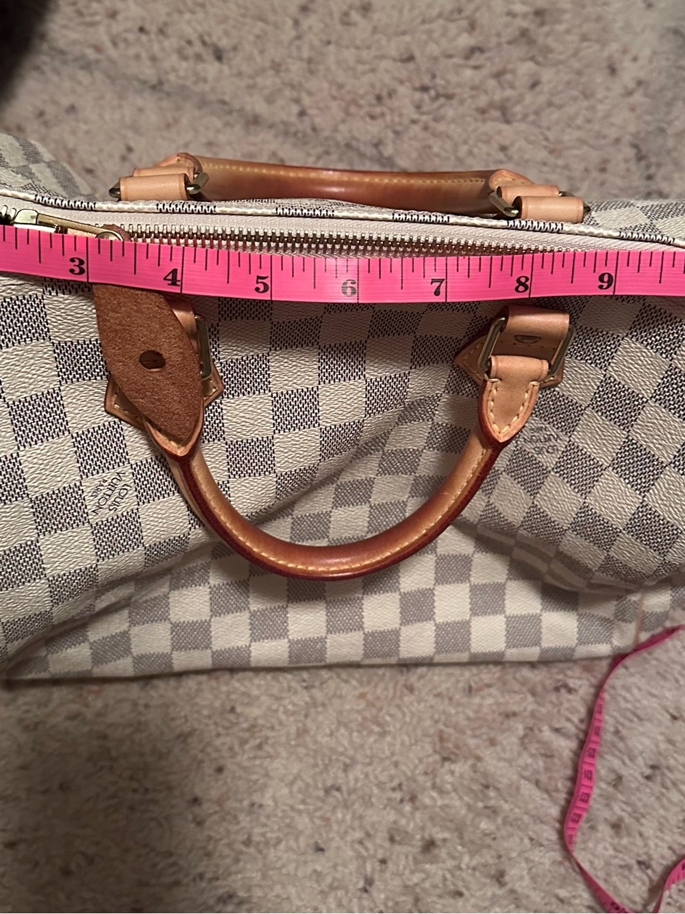 Louis Vuitton Damier Azur Speedy Satchel in Cream and Light Blue - Picture 8 of 10